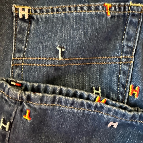 Tommy Hilfiger Embroidered Multi-color Sig. TH Boyfriend Copain Jeans Sz 0 - Picture 3 of 12
